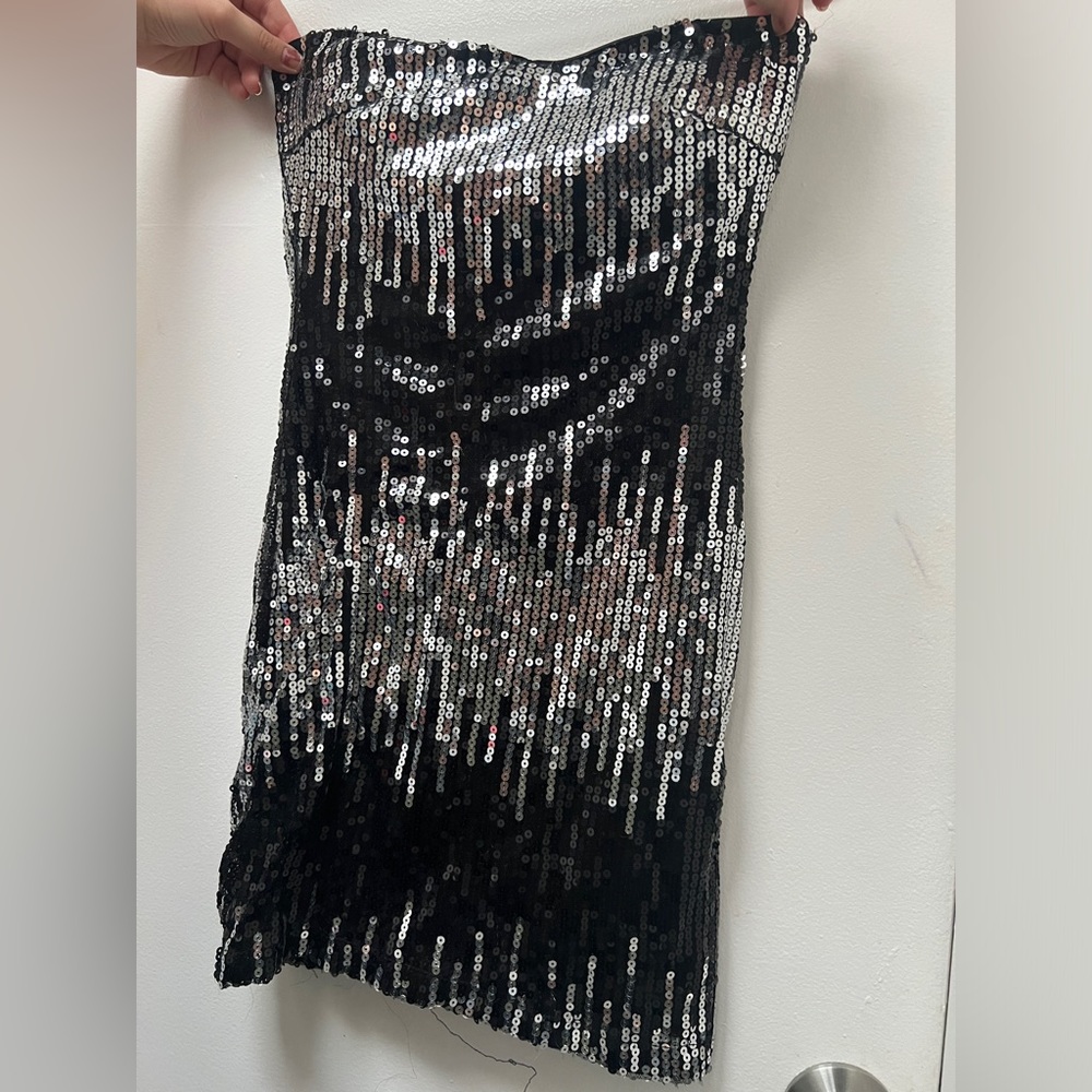 Sequin Black and Silver Tube Dress